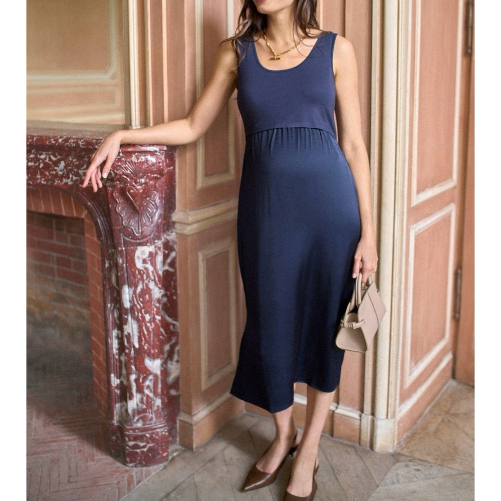 Seraphine Navy Scoop Neck Sleeveless Maxi Dress
